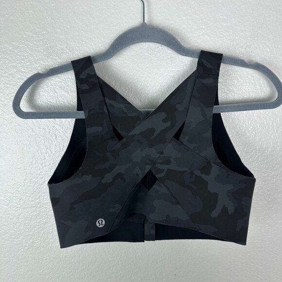 Lululemon Enlite Bra 34D Zip Front Incognito Camo Multi Grey Ultralu Athletic Ac - Picture 6 of 9